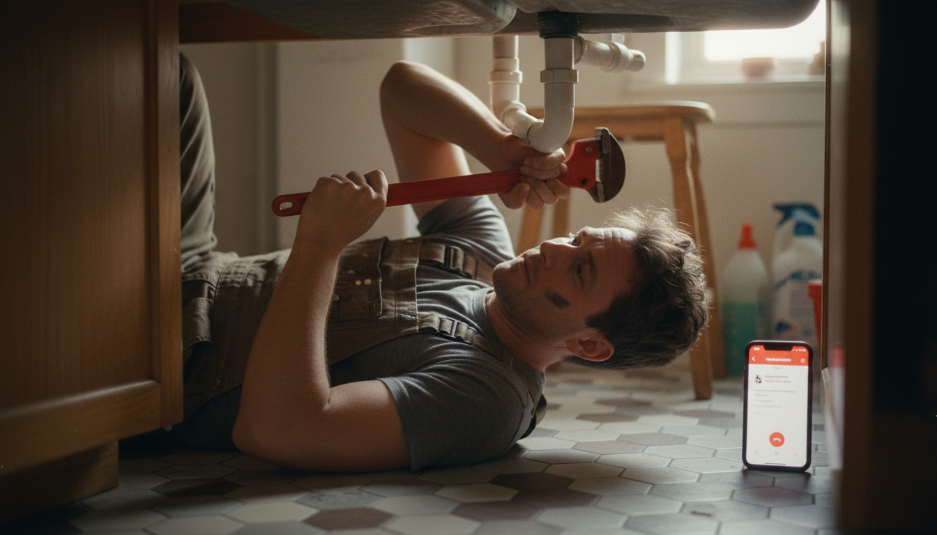 The plumber on the job that last night's call booked