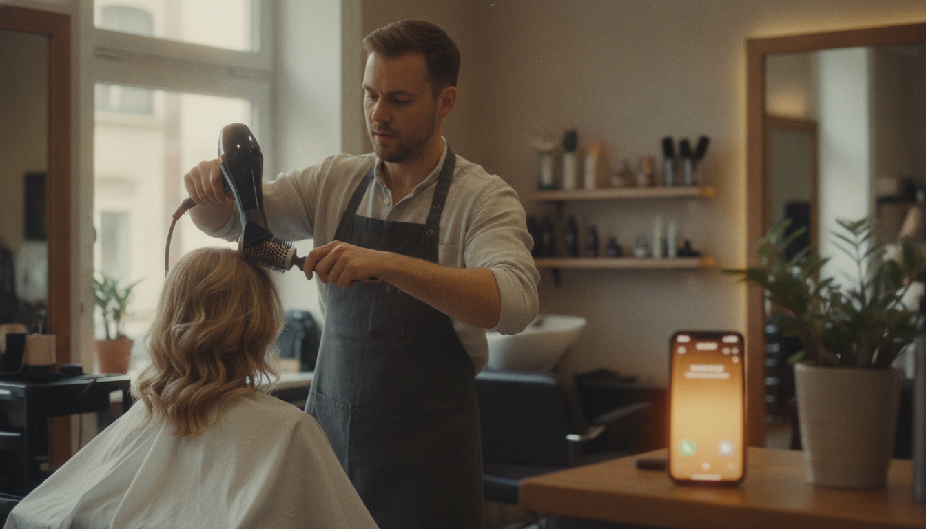 The salon working through a booked day